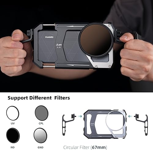 Miniatura 2 de Fotga Estabilizador universal para teléfono inteligente y fotos y video, asas + adaptador de filtro de rosca de 2.638 in para iPhone 17, 16, 15, 14