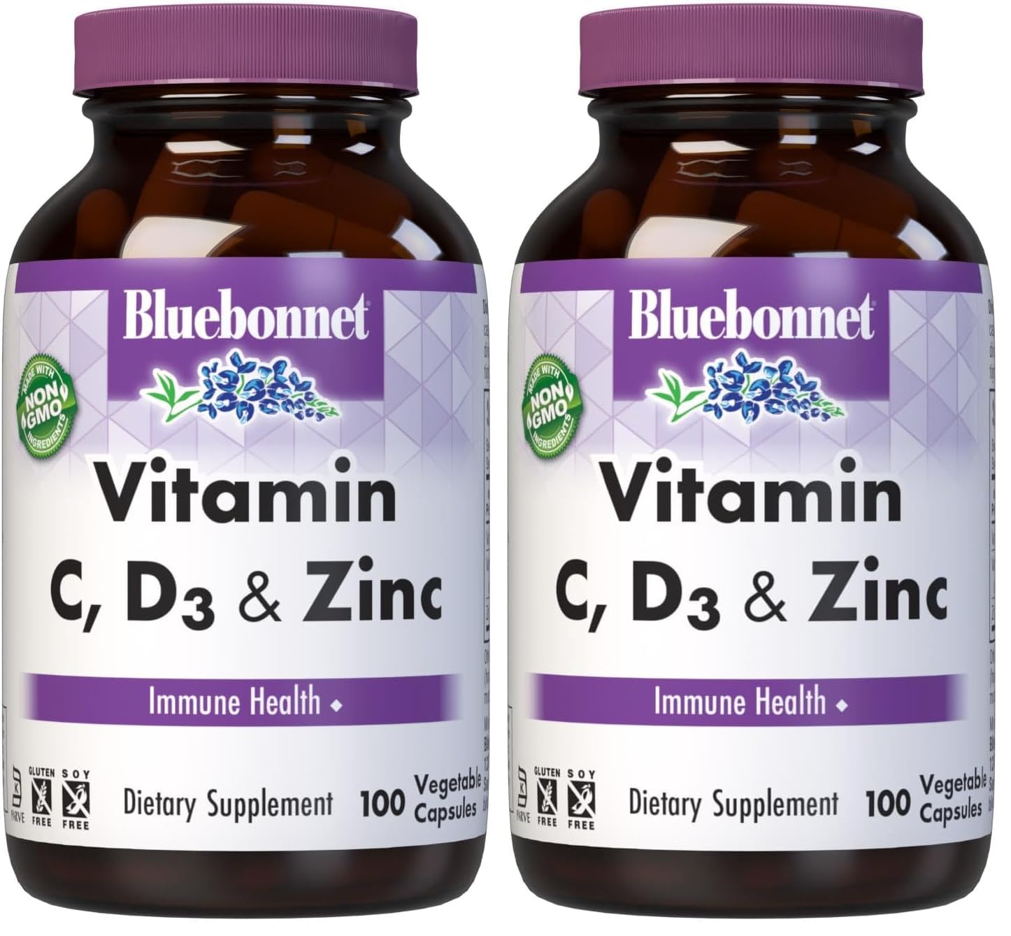 BlueBonnet Nutrition Vitamin C, 100 Vegetable Capsules 100 Count (Pack of 2)