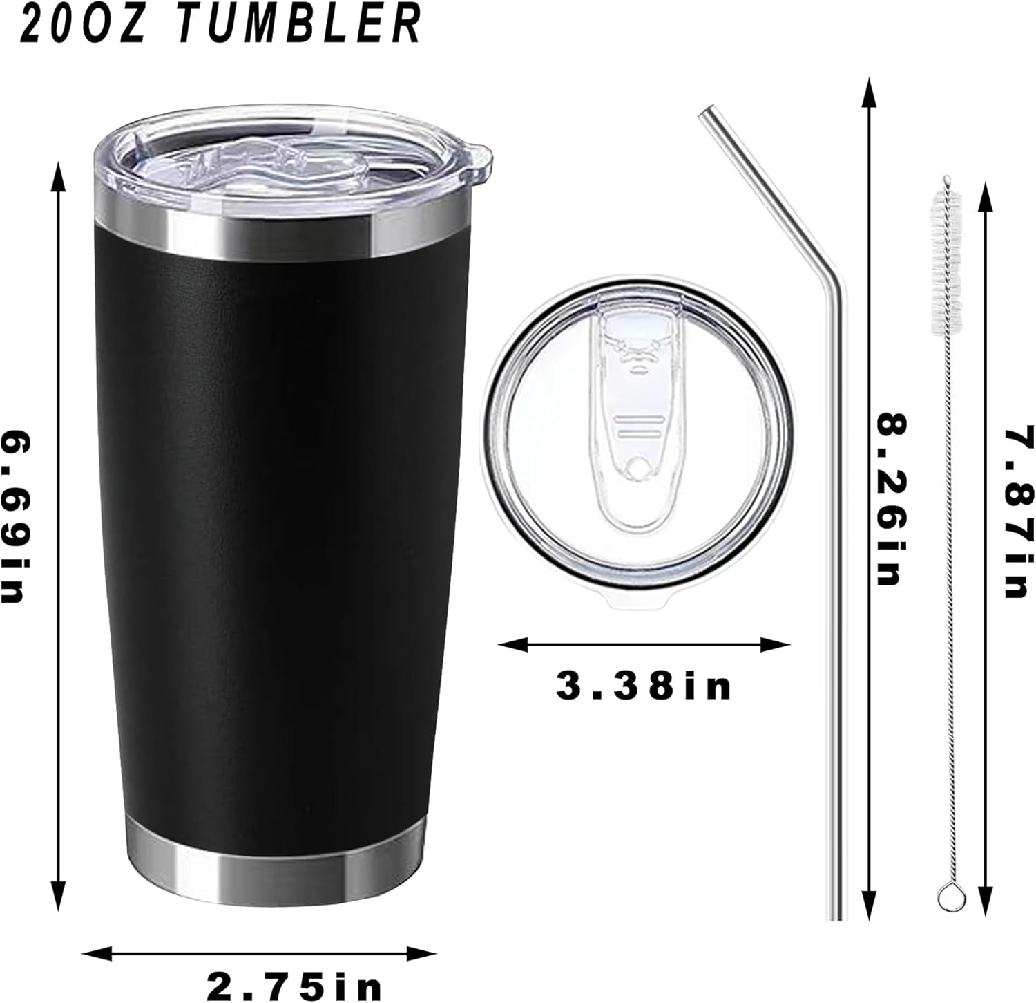 20oz insulted tumblers stainless steel cup Tumbler Bulk with push Lid, and metal straw powder coated coffee cup for cold and hot drinking (12, Classic color) - Image 3