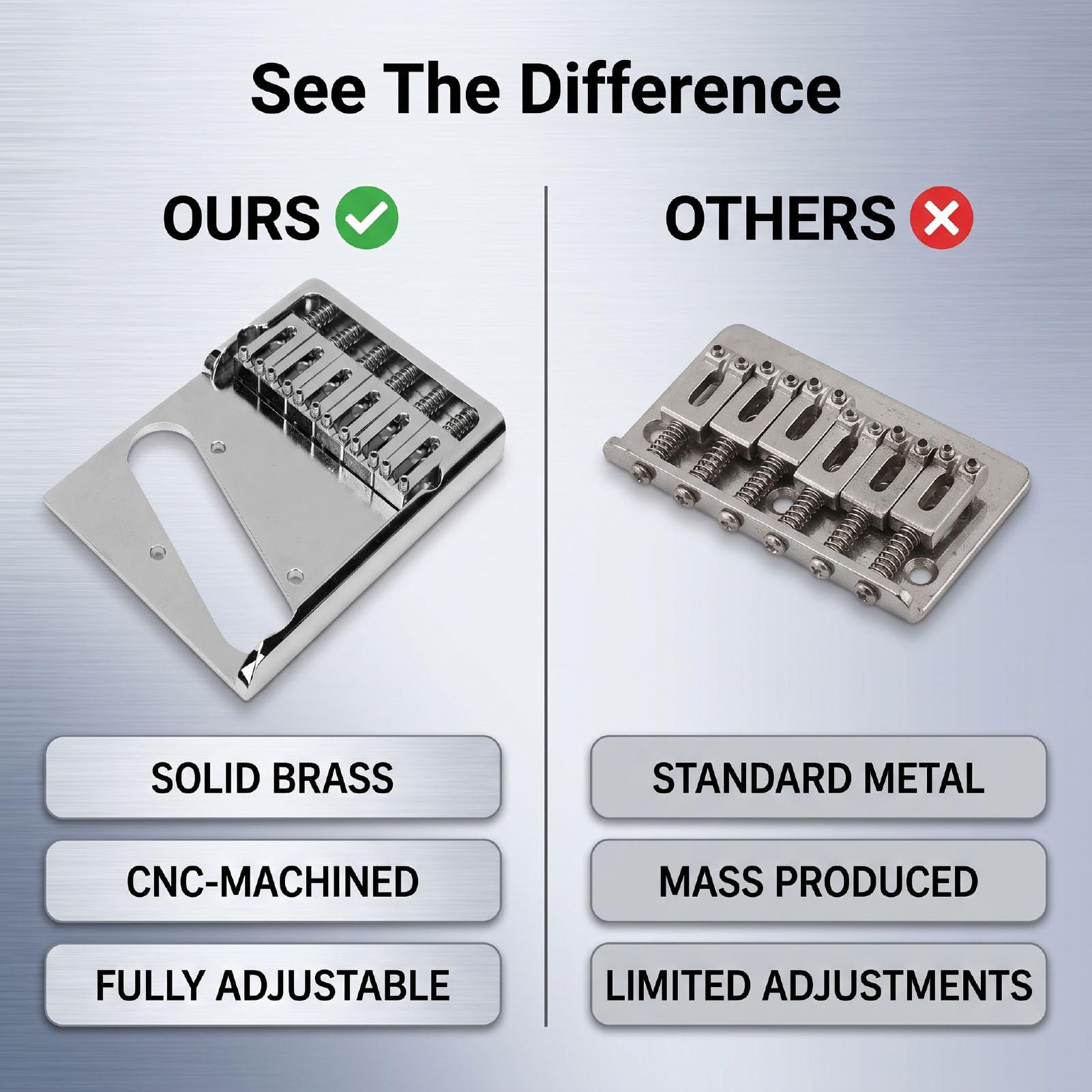 Generic Ponte per Chitarra Regolabile a 6 Corde per Chitarra Elettrica TL Sostituzione Durevole Cromata Lucida