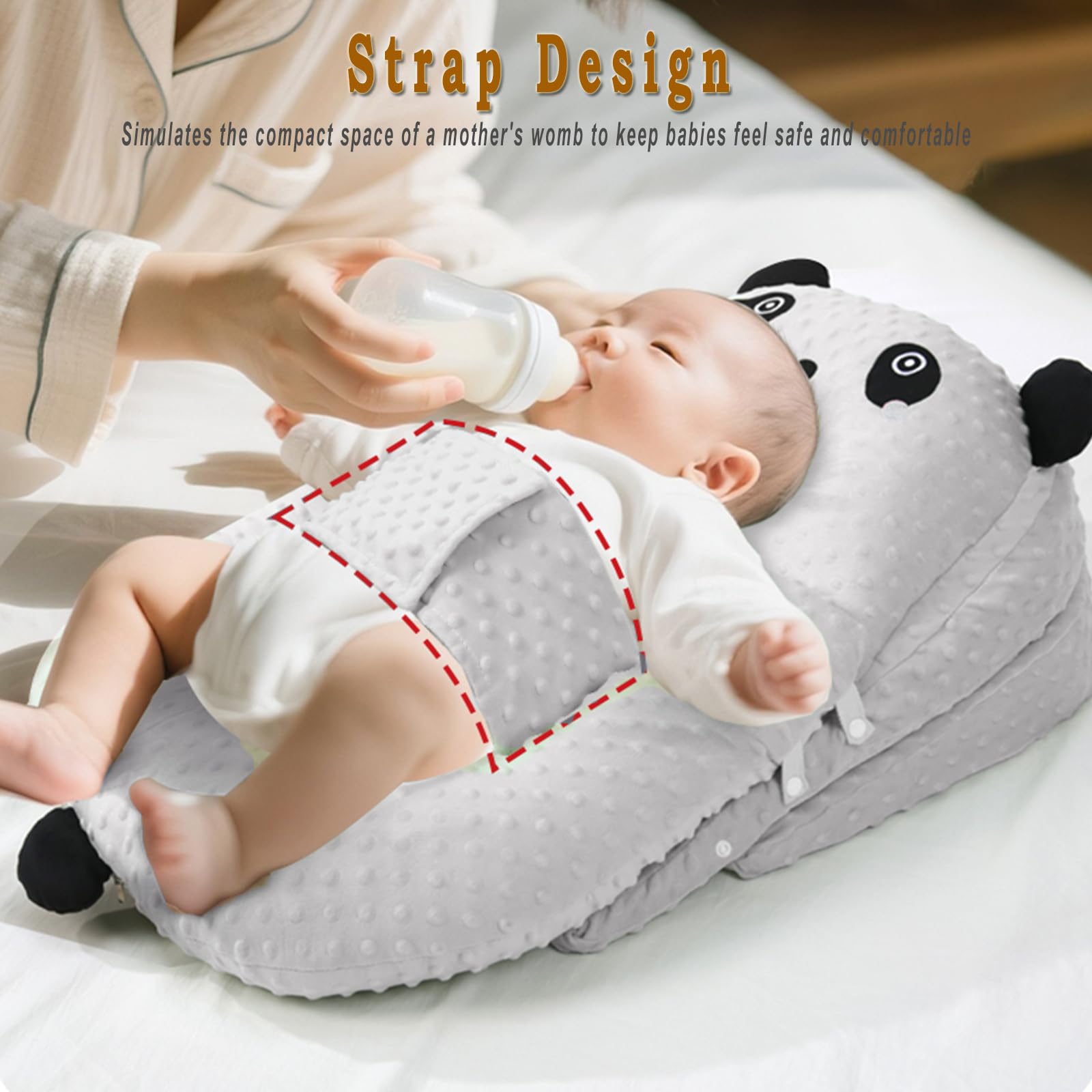 Stillkissen Stillkissenbezug, Stillkissen für Baby, Ergonomisches Still- und Lagerungskissen, Anti-Reflux & Spuckschutz für Neugeborene,Atmungsaktiv & Waschbar (02)