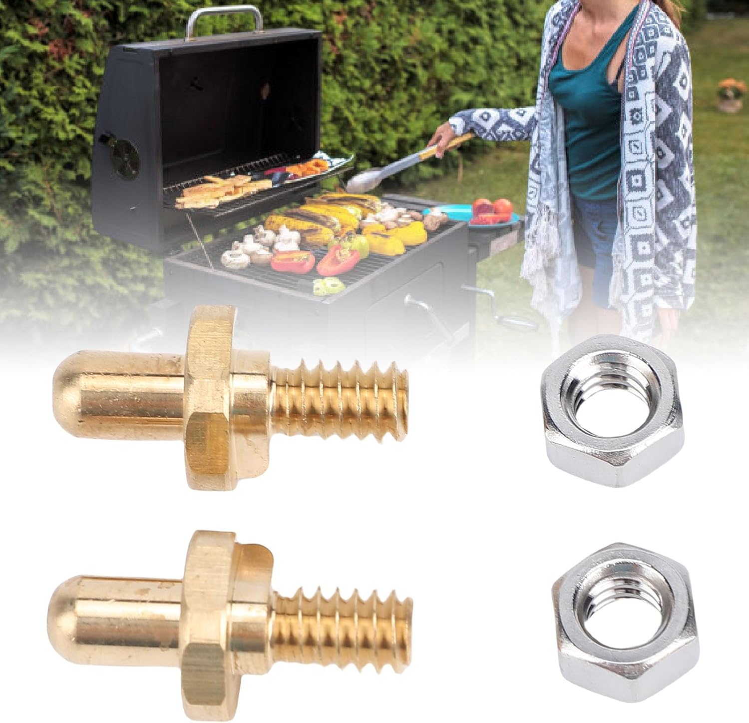 2 Pack 70332 Replacement Set for Adjustable Stainless Steel Grill Door Hinge Pins, Screws and Nuts for Summit Grill - Precise Fit, Rust Resistant