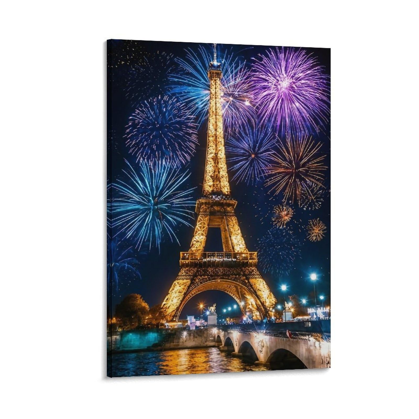 Eiffel Tower Fireworks Wall Decor Poster Giclee Canvas Prints Modern Wall Art Picture Wall Hanging for Home Decorations 12x18inch(30x45cm)