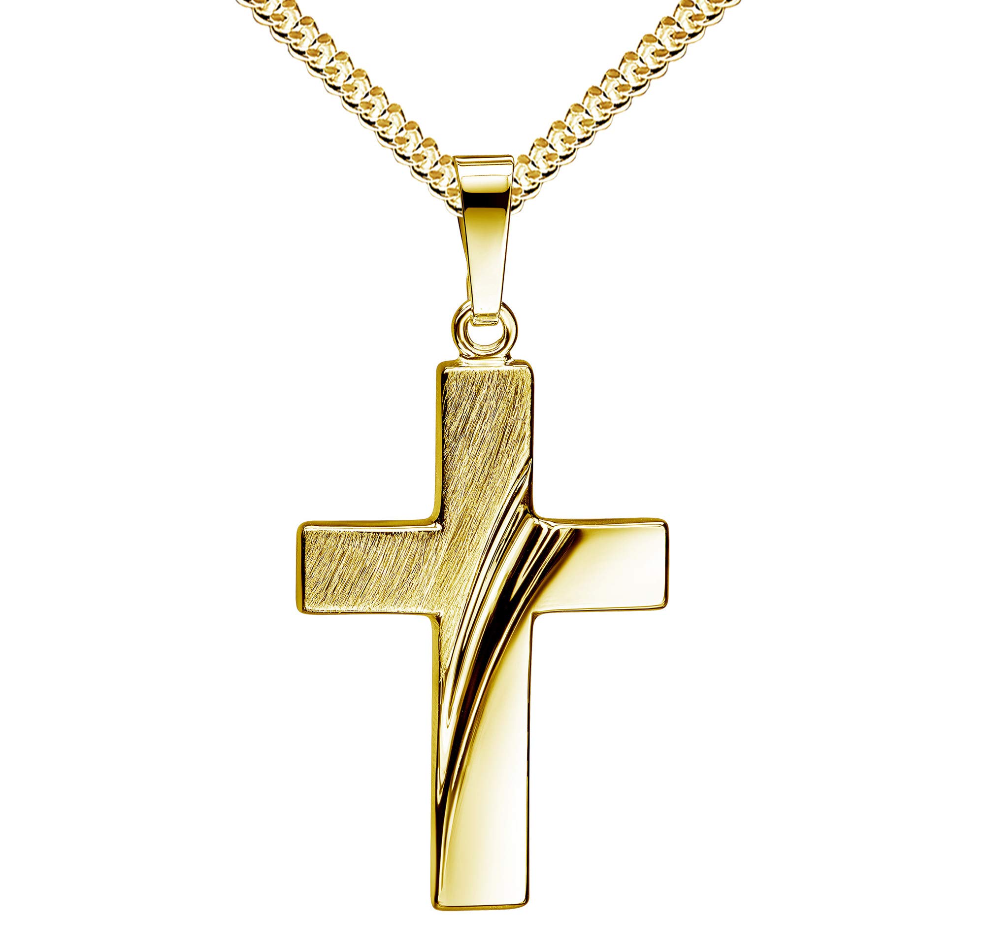 Anhänger-Kreuz Goldkreuz für Damen und Herren als Kettenanhänger 333 Gold 8 Karat mit Halskette Länge wählbar.