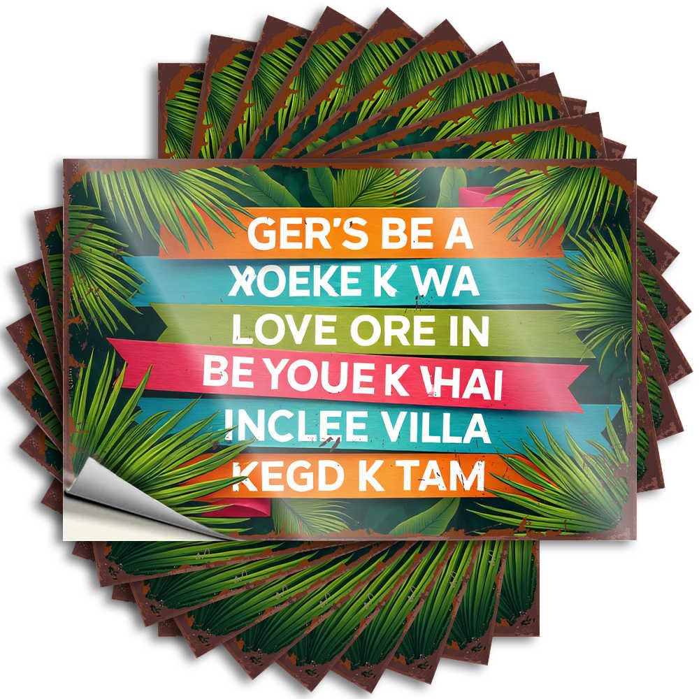 Fzfn Colour Lettering Sticker Tiki Bar Decor Easy Apply | Tropical Paradise: Love, Joy, And Relaxation At Inclee Villa Southern Window Peel And Stick(12X18cm)