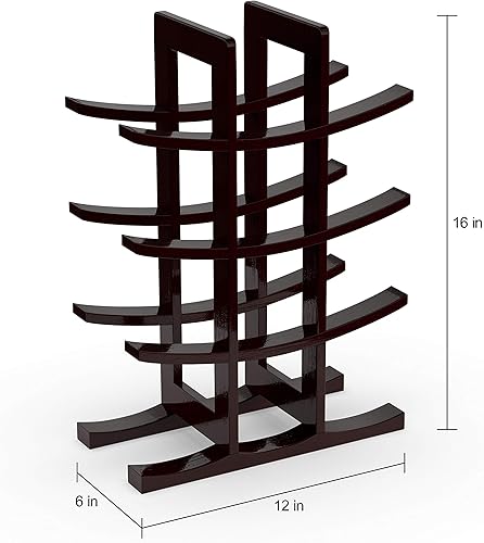 Miniatura 3 de MISC Estante de vino de bambú negro para 12 botellas, almacenamiento de bebidas de madera, estante de decoración de cocina, diseño simple, amante