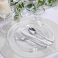 Vista 79 de I00000 60PCS Clear Gold Dessert Plates, Clear Plastic Plates with Gold Rim 7 Inch, Fancy Disposable Wedding Plate Heavy Duty for Thanksgiving