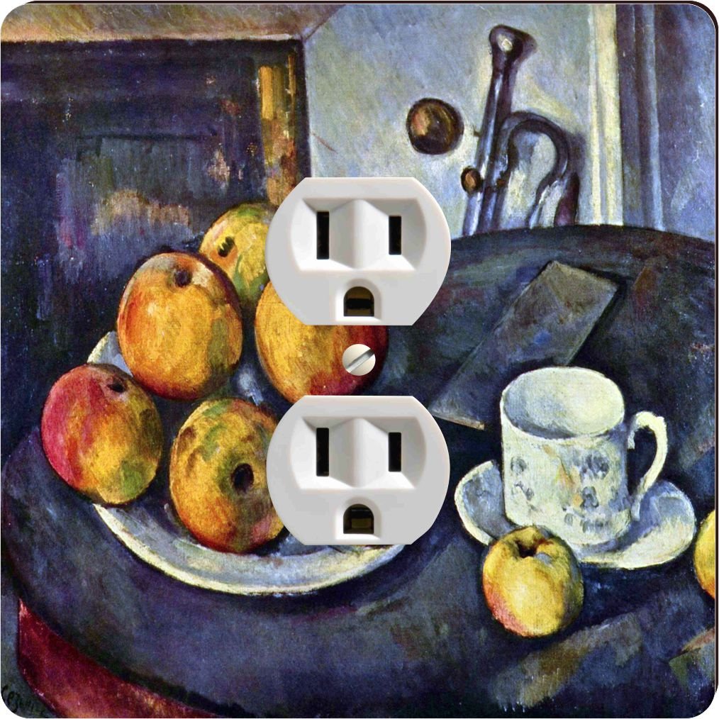 Rikki Knight RK-OUTLET-3131 Paul Cezzane Art Still Life Bottle and Apple Cart Design Outlet Plate