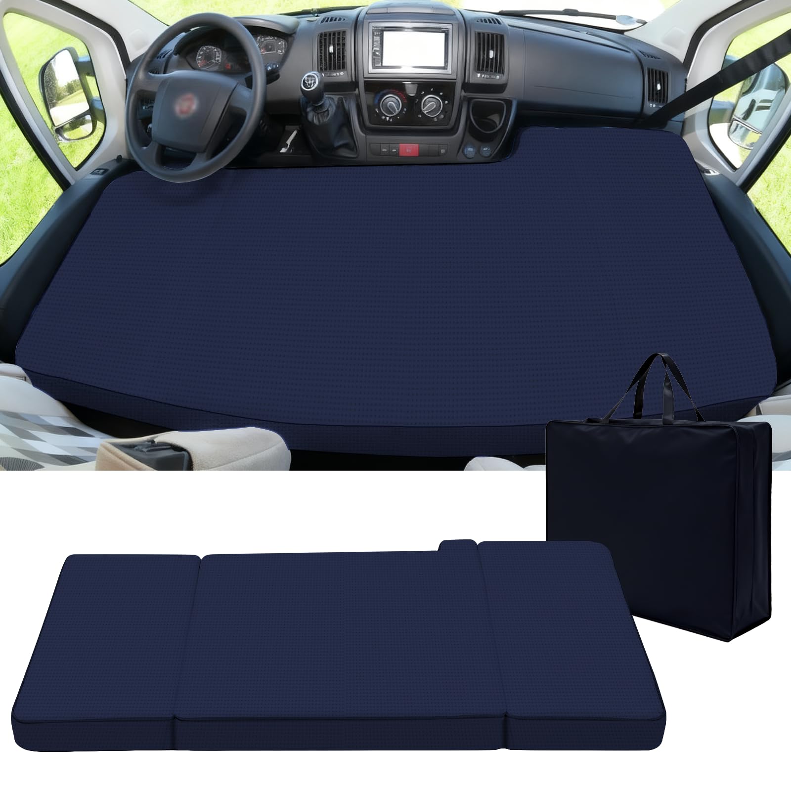 Atmungsaktive kühle komfortable Neuartiger Stoff Foldable Vehicle Portable Mattress Compatible with Fiat Ducato Citroen Jumper Peugeot Boxer Type250 Camper(2002-2026)Motorhome Zubehör für Wohnmobile