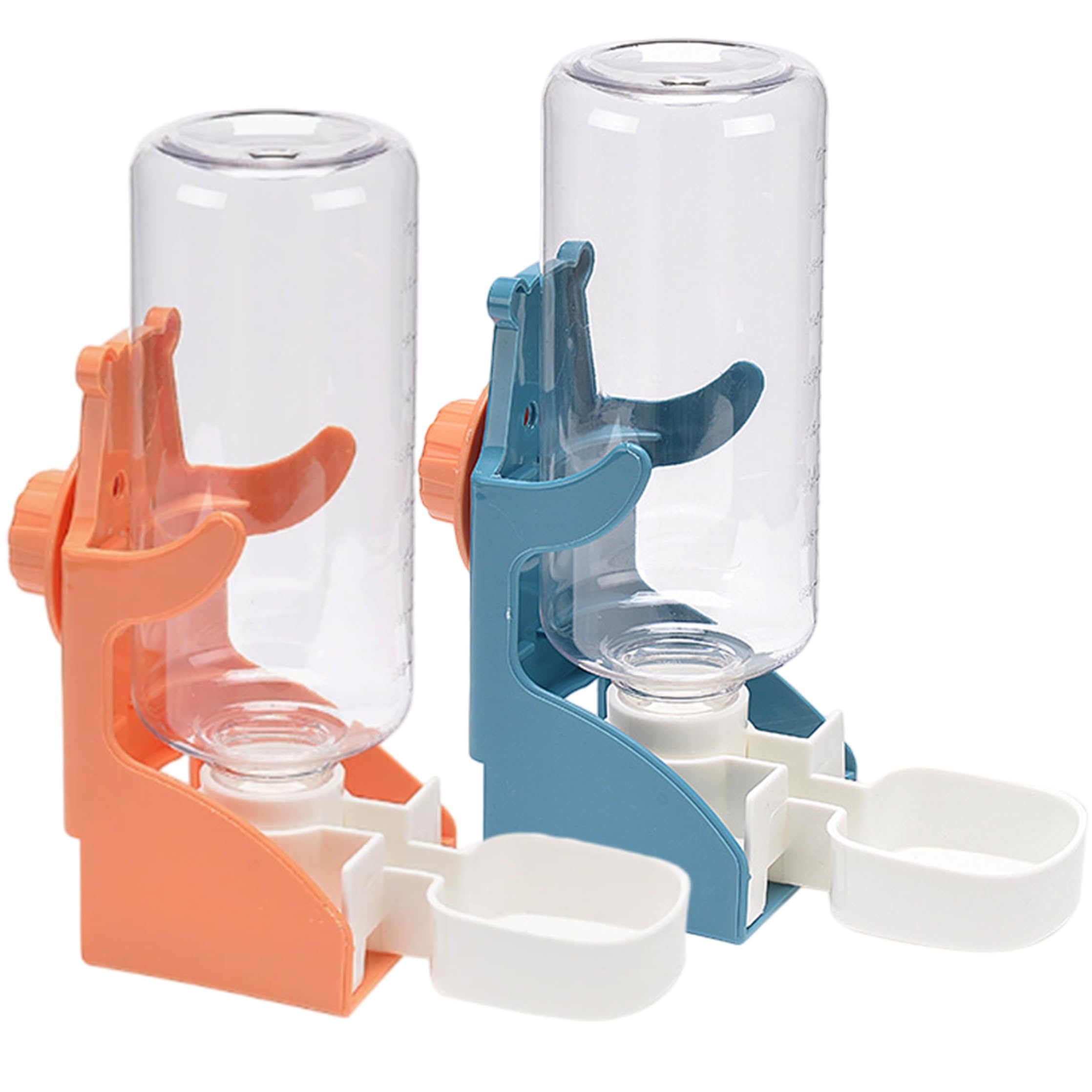 Dispensador automático de Agua para conejitos, 2 Unidades, Botella para Beber para Conejos de 500 ml, Bebedero Colgante para Conejos, cobayas, Chinchillas, Hurones, hámsteres (Azul, Naranja)