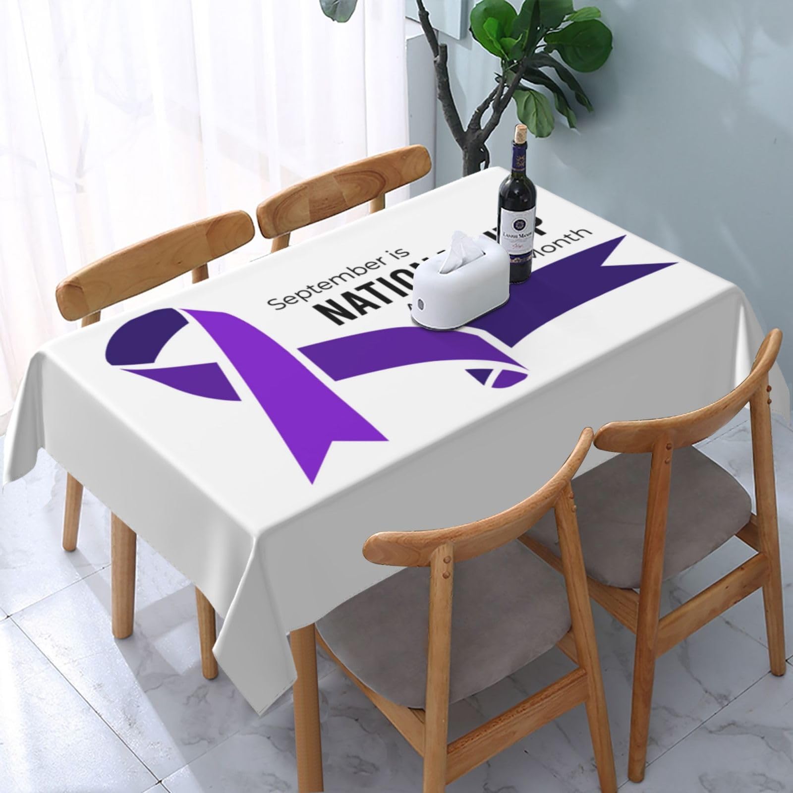 JunHeArt Itp Awareness Month Tablecloth Rectangle Table Cover Washable Table Cloths Decor For Kitchen 54" X 72"