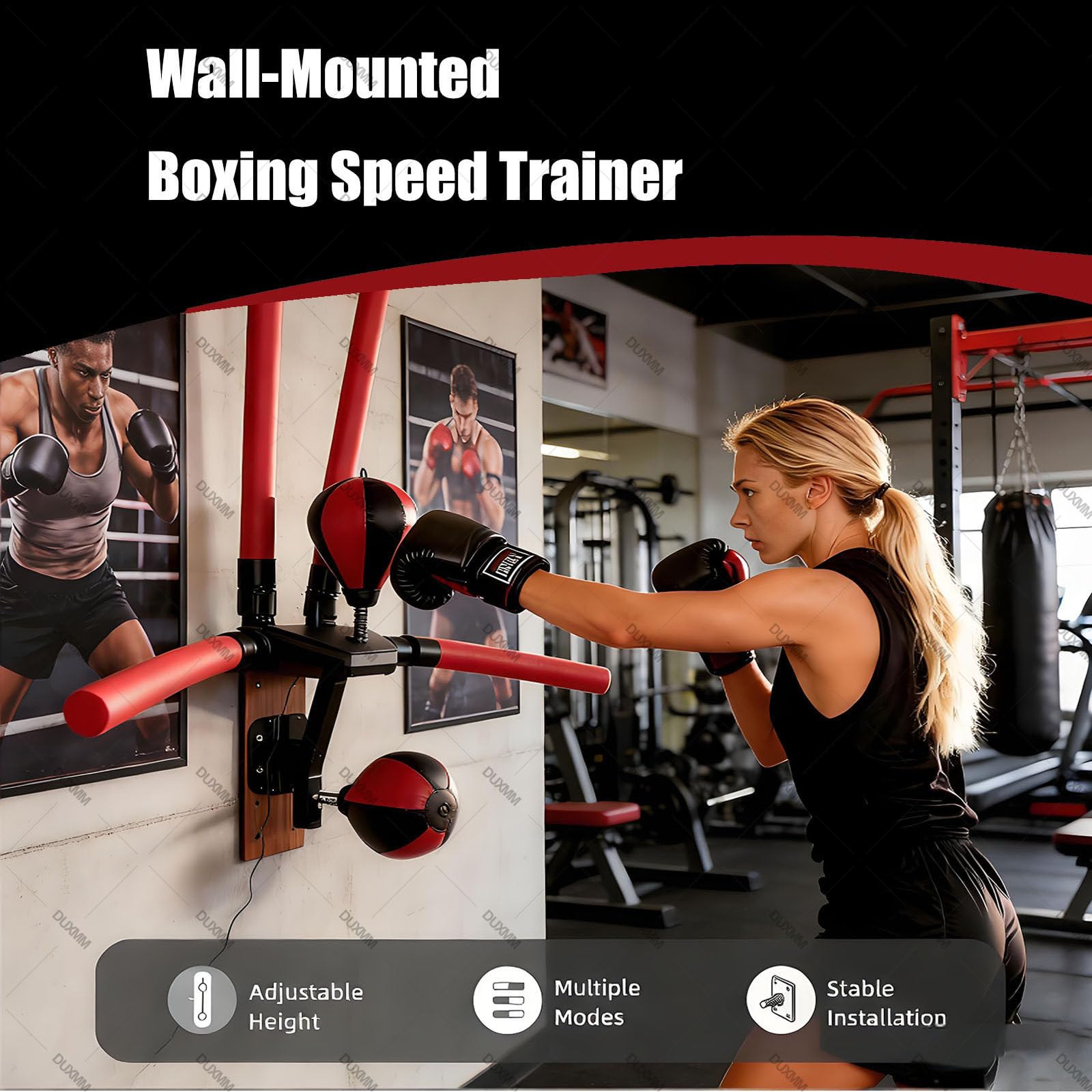Barra de Boxeo Reflex Eléctrico, 2 Sacos de Boxeo, 4 Barras de Reacción, Montaje en Pared