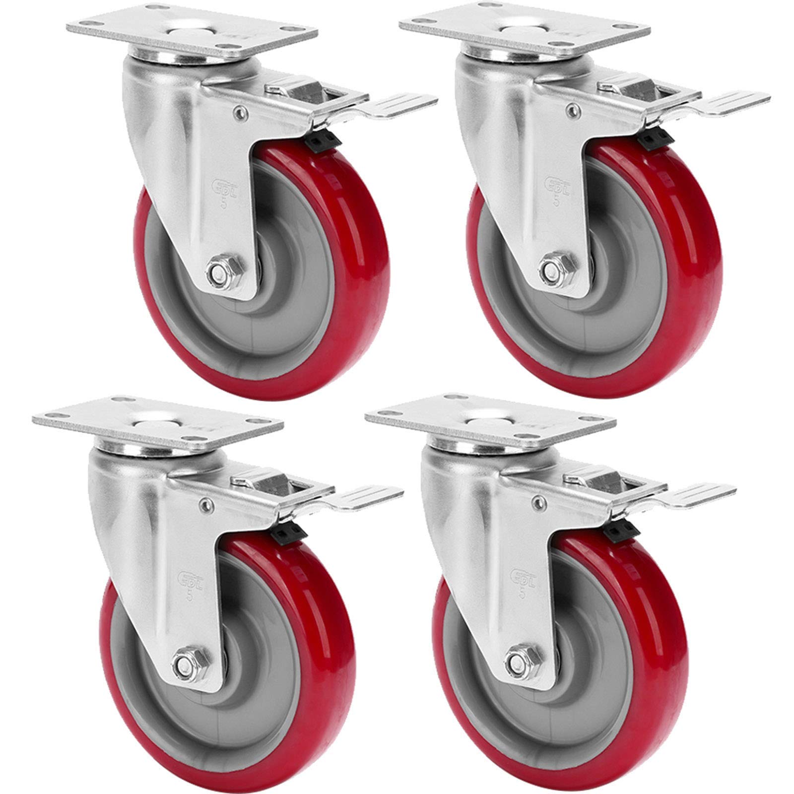 Roulettes de transport charges lourdes 400kg pivotantes avec freins 125mm lot de 4