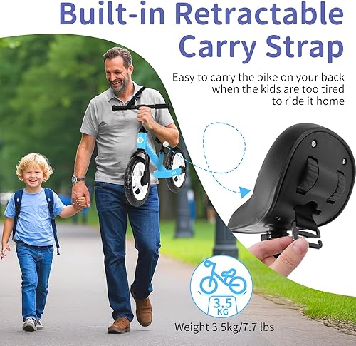 Miniatura 2 de BELEEV Bicicleta de equilibrio C2 para niños de 2 a 5 años con ruedas iluminadas LED, asiento ajustable, manillar y reposapiés, bicicleta de