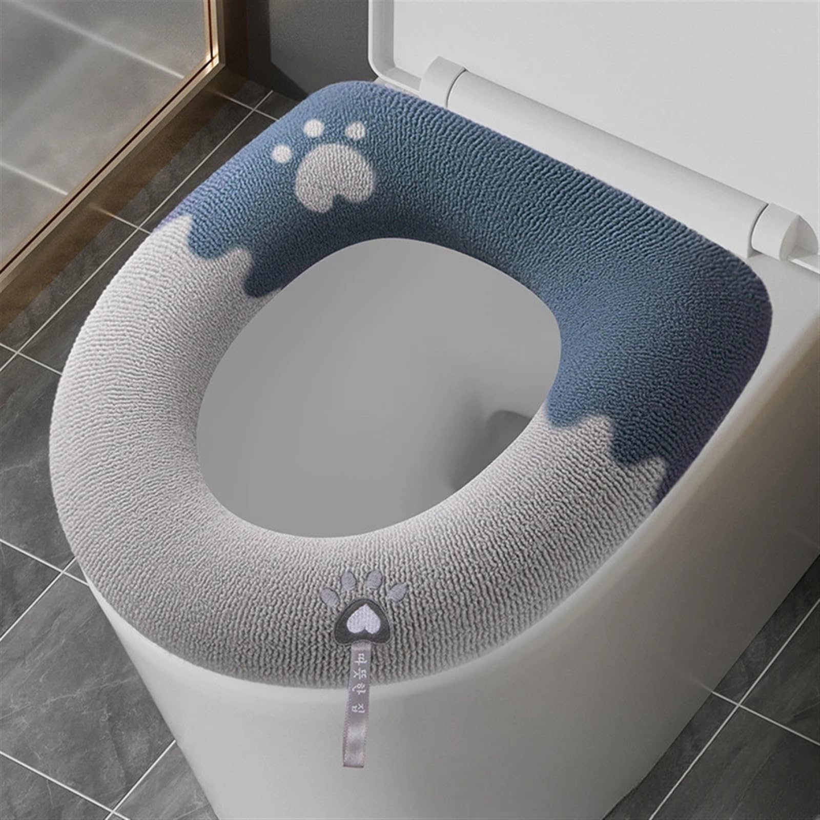 Funda para asiento de inodoro de punto grueso premium diseño universal en color gris