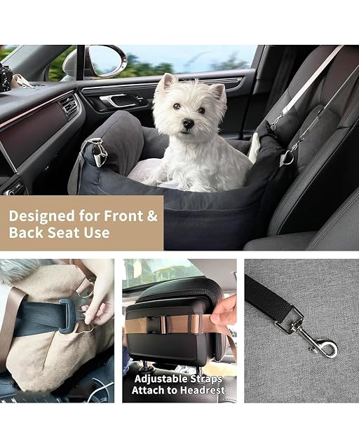 Foto 4 de 8 de Cama Perro Coche Caseta Perros con Asa Impermeable Asiento Bolsa Coche Mascotas Perrera Portátil Jaula…