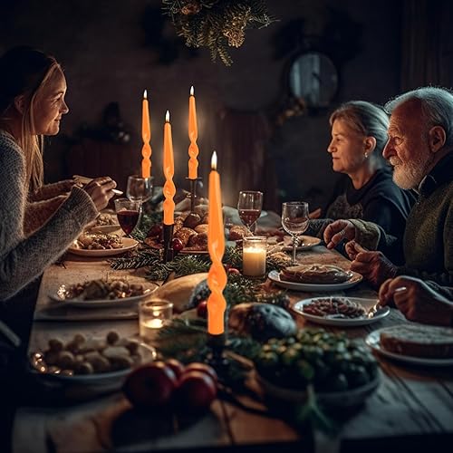 Miniatura 2 de MAITREYA Juego de 4 velas cónicas en espiral naranja, para decoración, bodas, fiestas, iglesia, sin perfume, 10 pulgadas (naranja-B)