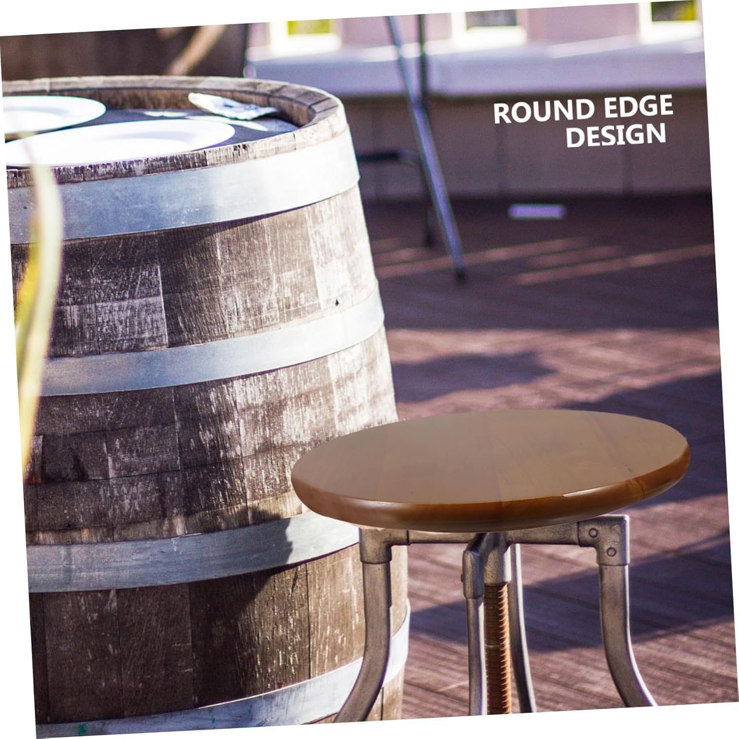 Healifty Round Wooden Stool Seat Replacement Panel Rubberwood Round Edge Cover for Bar Stool Chair Seat Accessory with Polished Smooth Surface Vintage Finish for Canteen and Kitchen Seating