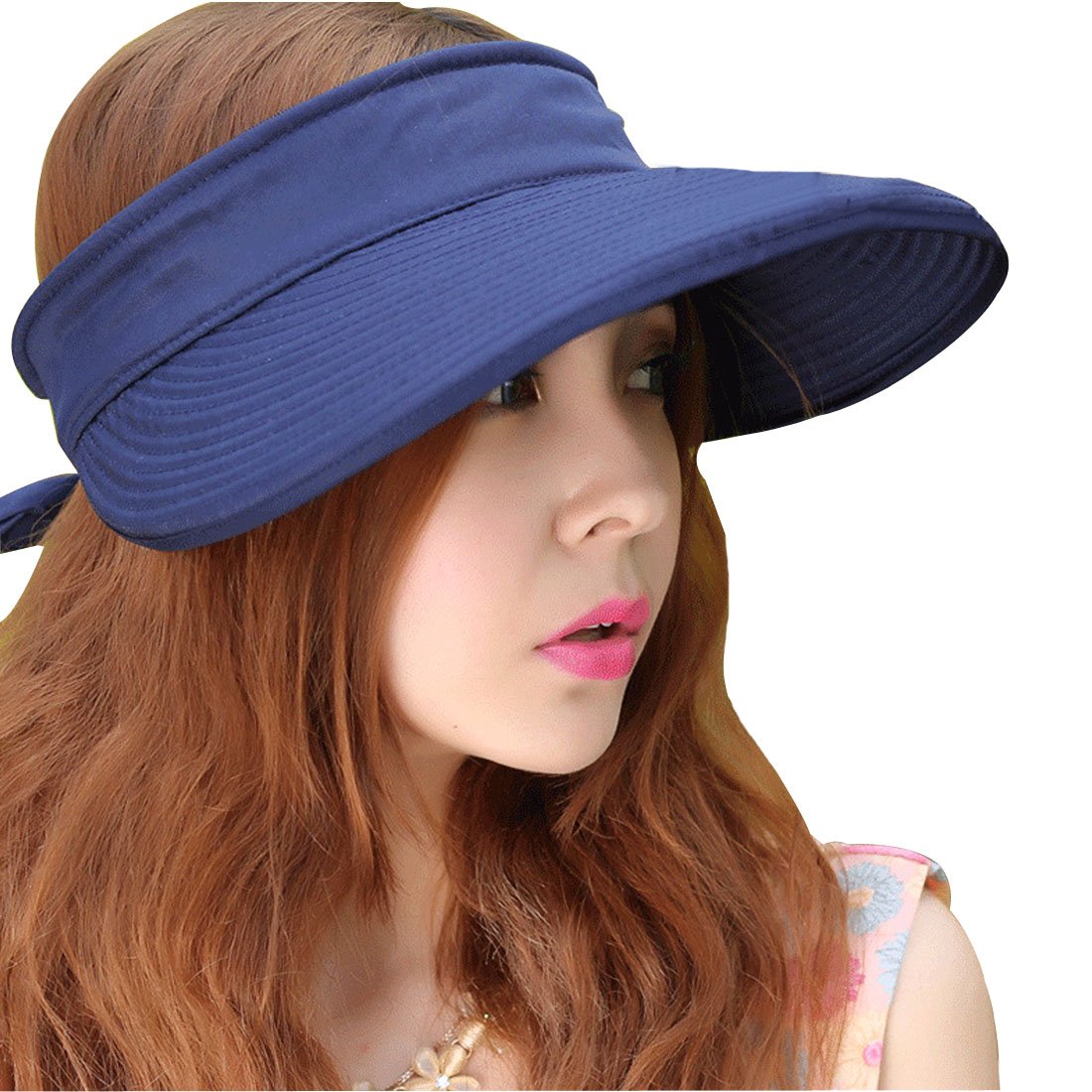 Leben LerBen Womens Casual Wide Brim 2in1 UV Traveler Summer Golf Sun Hat, Navy, One Size