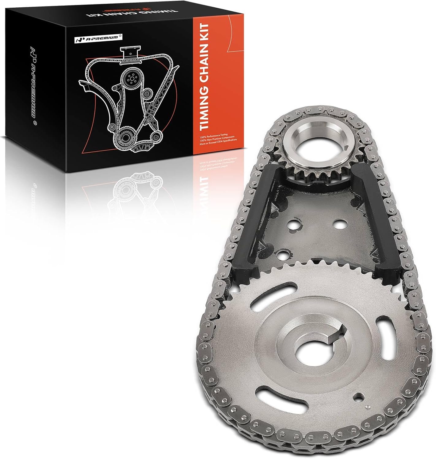 A-Premium 4PCS Engine Timing Chain Kit W/Sprocket & Guide Compatible with Chevrolet, Buick, Pontiac, Saturn & Oldsmobile - Equinox, Malibu, Impala, Lumina, Uplander, Century, Aztek, Relay, Venture