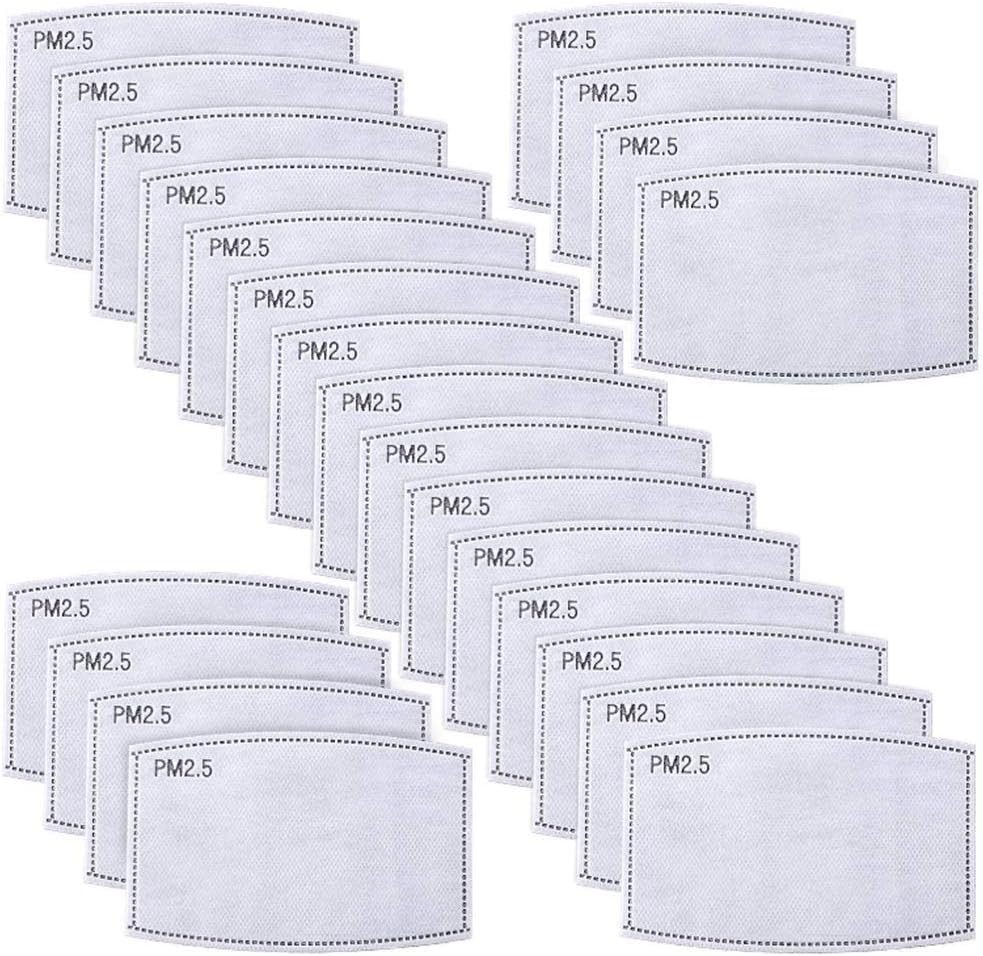 20PCS PCS Adult PM2.5 Activated Carbon Filter 5 Layers Replaceable Anti Haze Filter Paper (20PCS)
