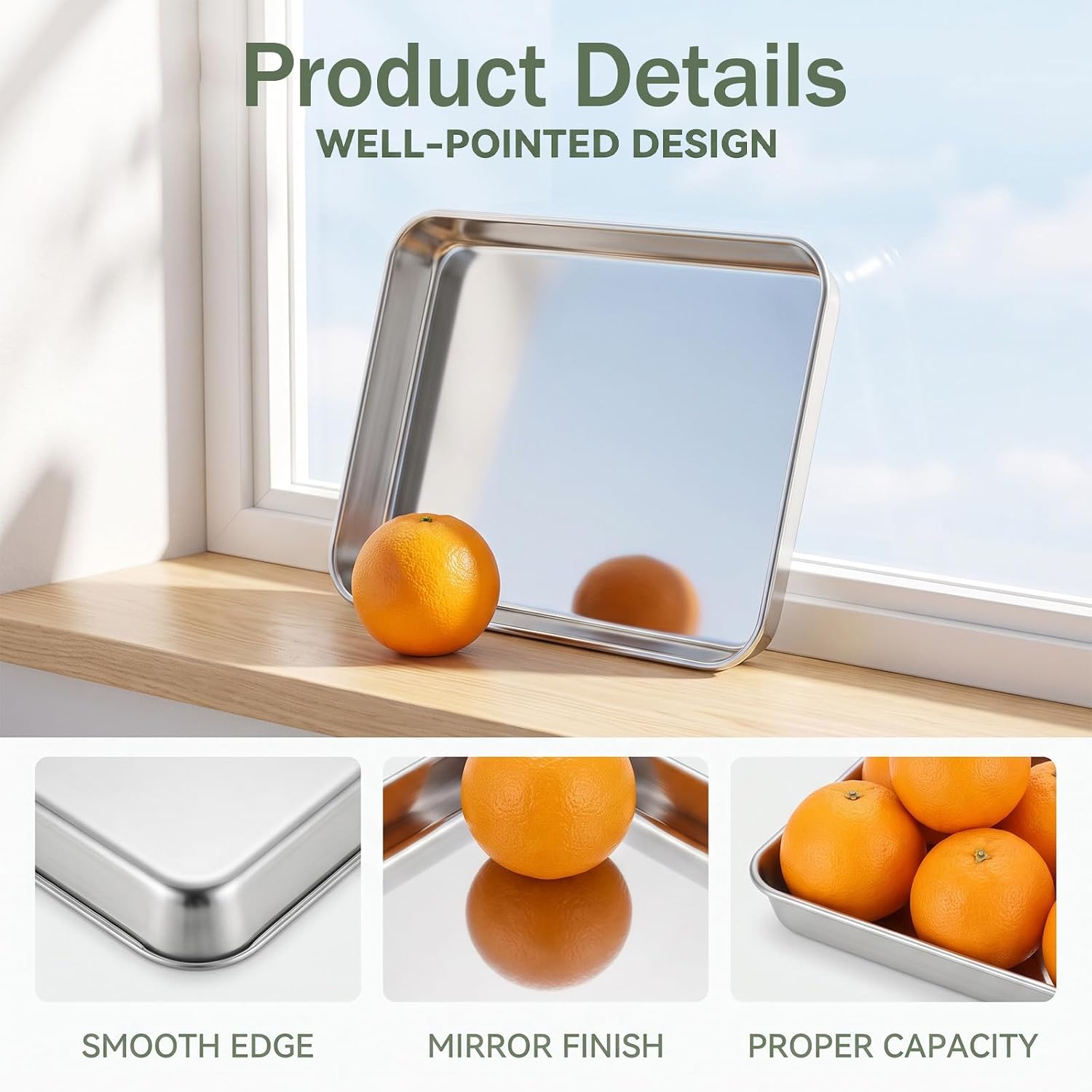6 Pcs Metal Baking Sheet Pans for Oven, 10 X 8 X 1 Inch Metal Tray