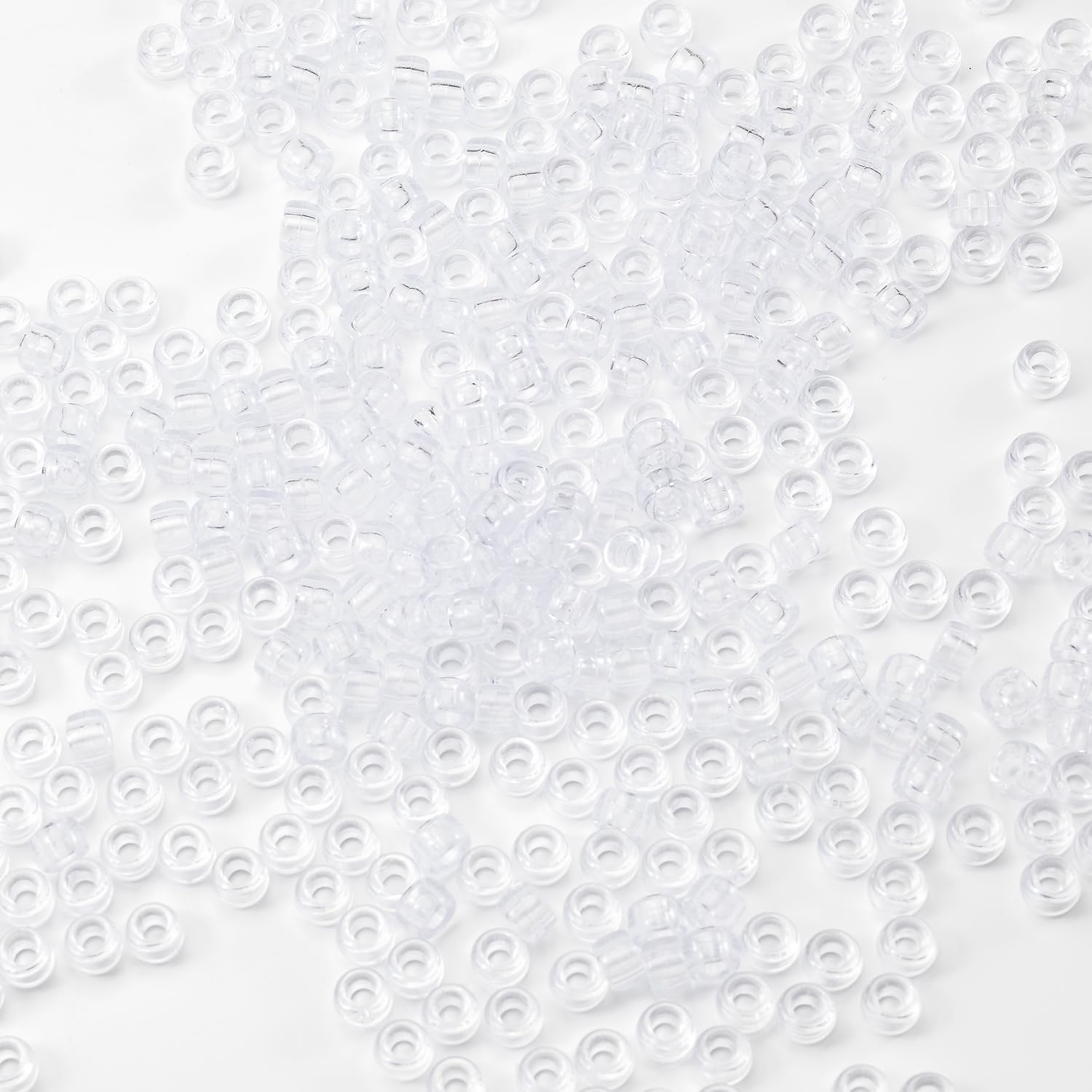 Gxueshan 1000 Pcs Acrylic Translucent White Clear Pony Beads 6x9mm Bulk for DIY Friendship Bracelet Necklace Jewelry Making Earring Hair Braiding Braids Kandi Beads