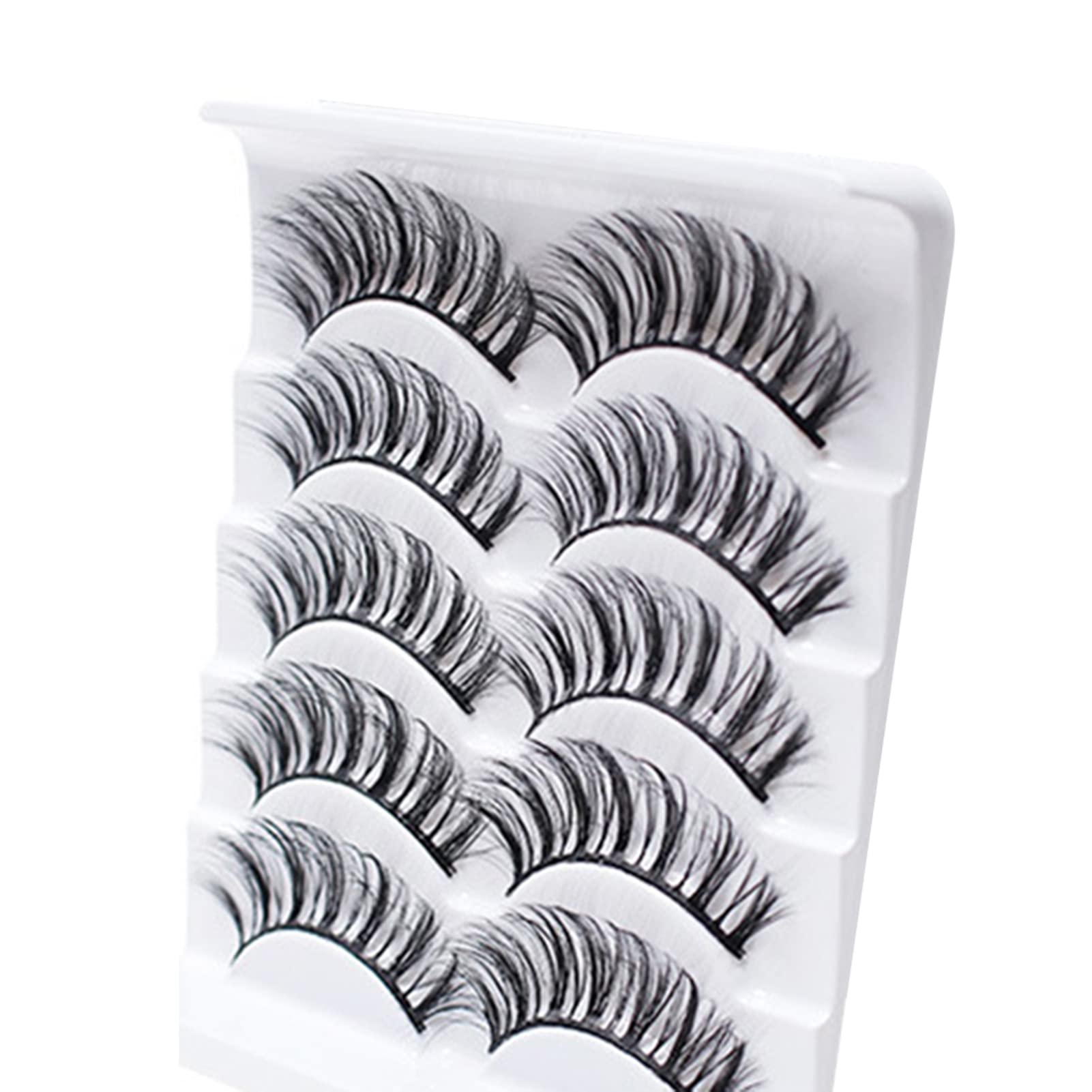Fake Eyelashes 5 Pairs False Eyelashes All-match Natural Long 3D Mink Lashes Curling Fake Eye Lashes Makeup Tool