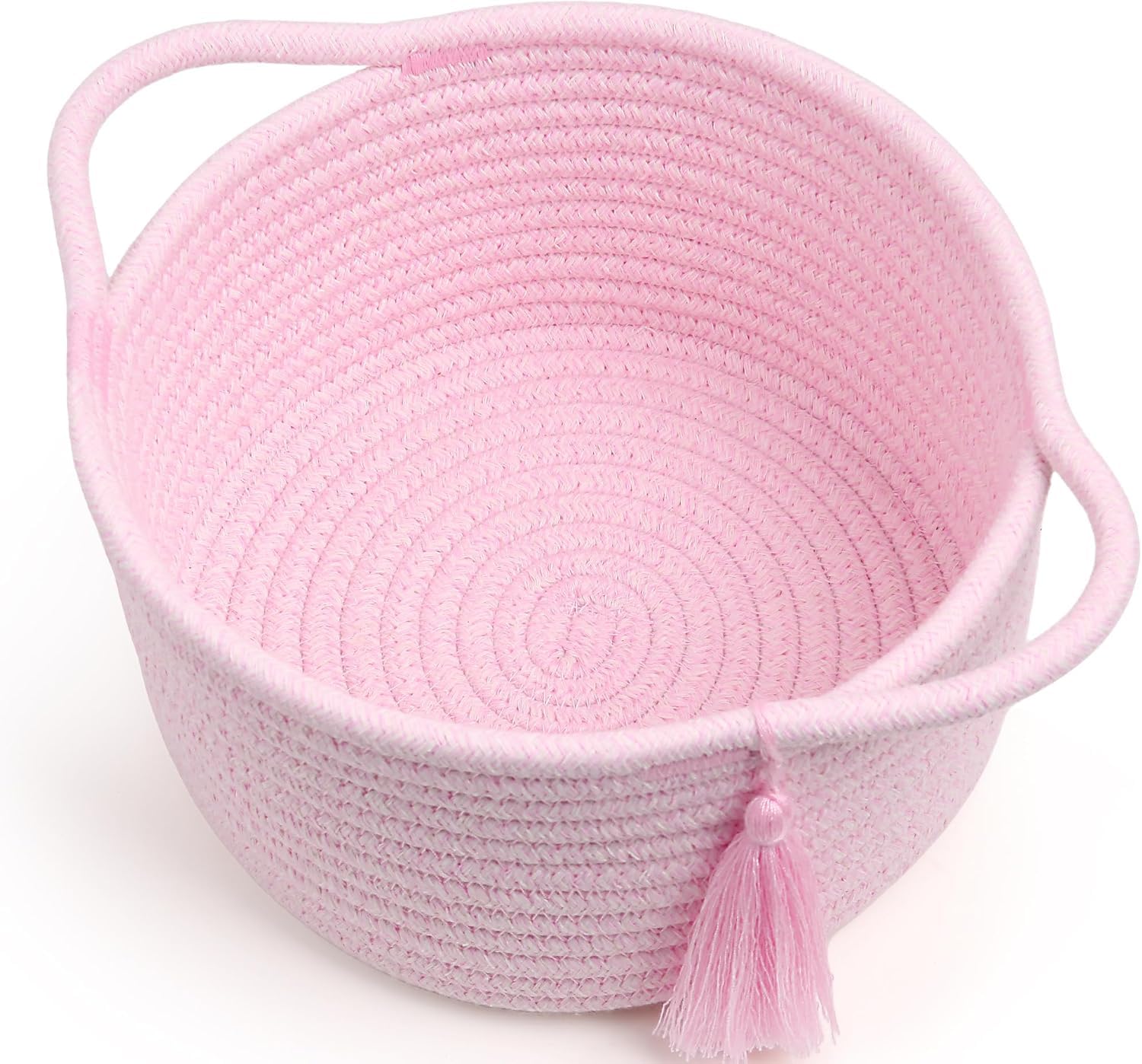 Zelura Small Gift Basket Empty to Fill, Cellophane Bag & Ribbon, Pink