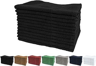J. Adler Bleach Proof Salon Towel | Soft Cotton Bleach Safe Hand Towels | Vat Dyed, Colour Guard Barber Towel | Perfect Gym, Spa, Bath, Facial, Shaving, Shampoo, Hair Drying Towels | 12-Pack, 16 x 27 inches, BLACK