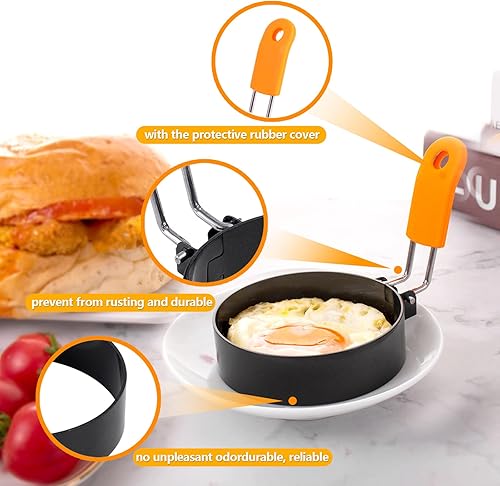 Miniatura 3 de Yciuse Anillos de huevo anillos de huevo de acero inoxidable para freír paquete de 6 unidades anillo redondo para huevos anillos de huevo de