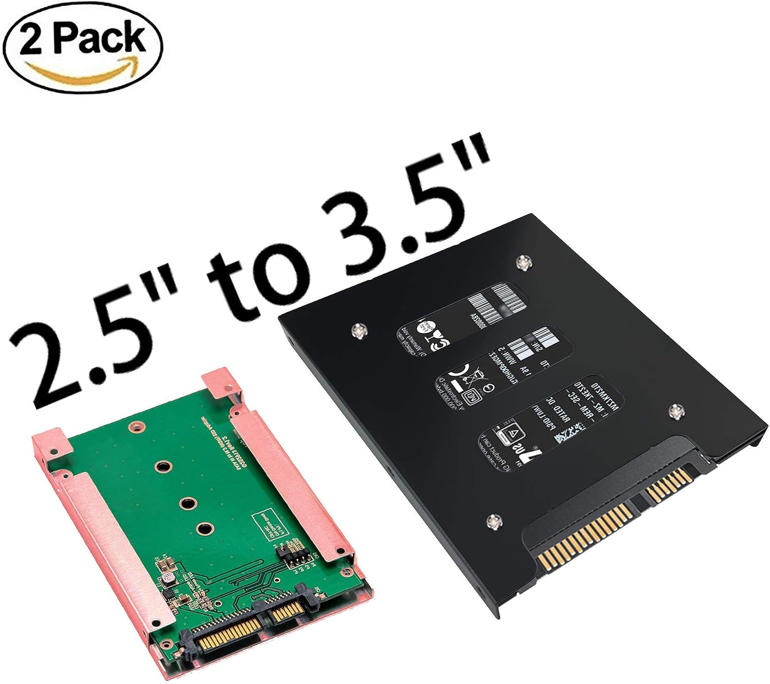 SSD Mounting Bracket 2.5 to 3.5 Adapter 2 Pack,SSD Bracket SSD Tray Adapter 2.5" to 3.5" HDD SSD Hard Disk Drive Bays Holder Metal Mounting Bracket Adapter for PC SSD