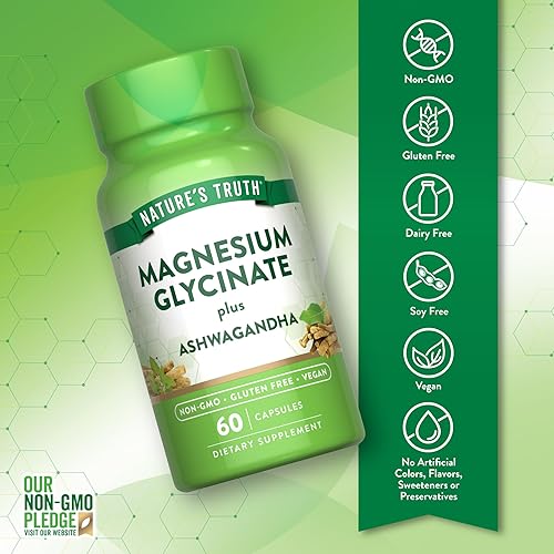 Miniatura 3 de Nature's Truth Glicinato de magnesio con Ashwagandha  60 cápsulas  Suplemento vegano, sin OMG y sin gluten