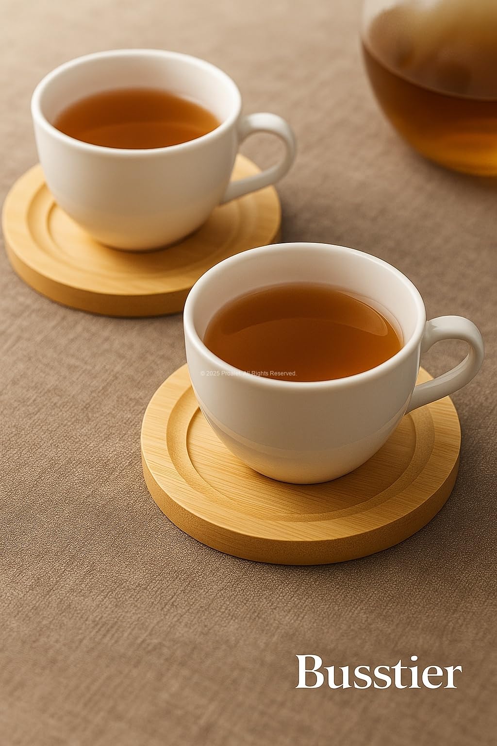 Busstier 6 Adet Bambu Çay Bardak Tabağı, Yuvarlak Altlık Model, Fincan ve Kupa Altlığı, Şık ve Dayanıklı Tasarım (Oval)