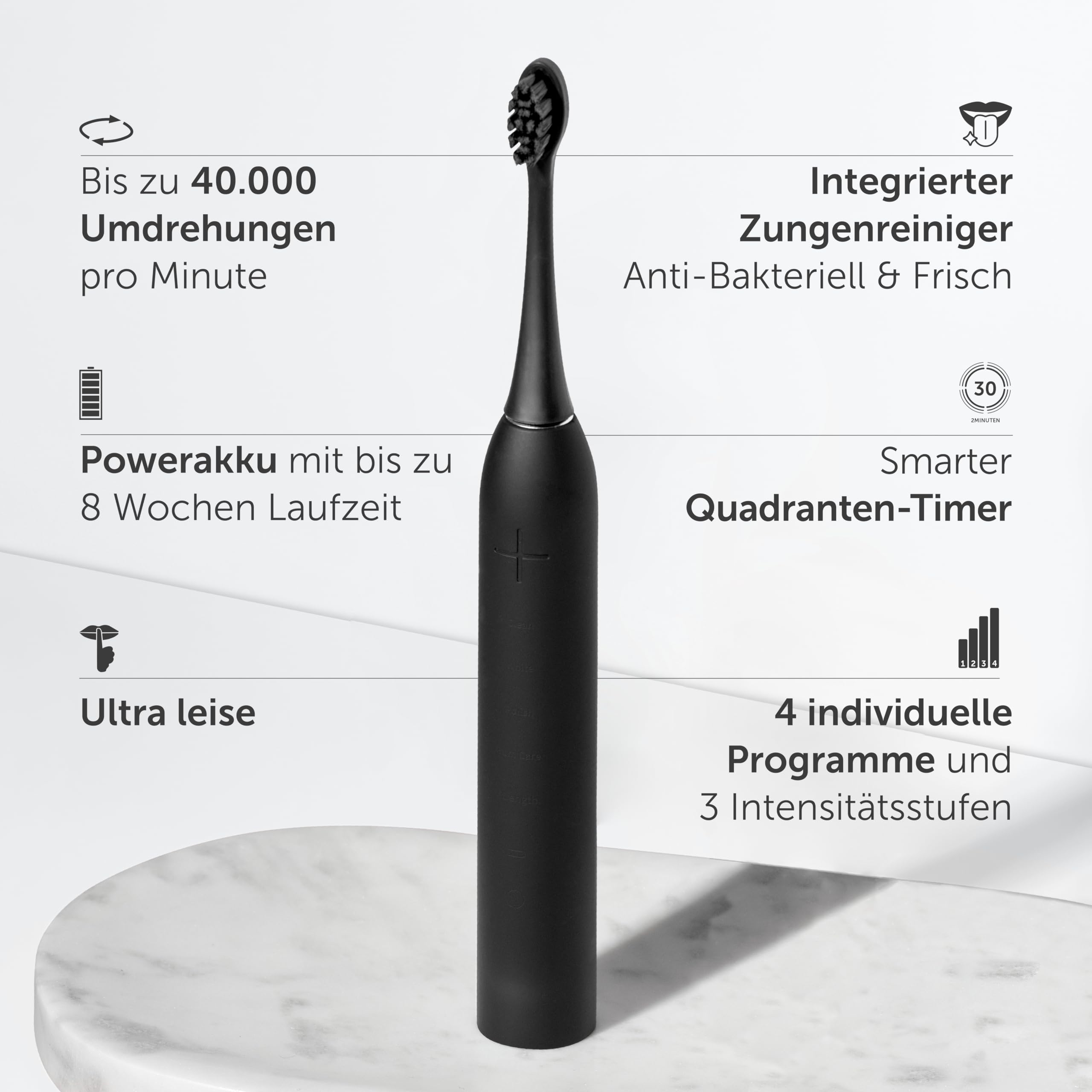 Wondersmile Schallzahnbürste Doppelpack PRO - Elektrische Zahnbürste mit 4 Putzprogrammen - Inkl. smarten Bürstenkopf (Atomic Rose/Ultimate Black)