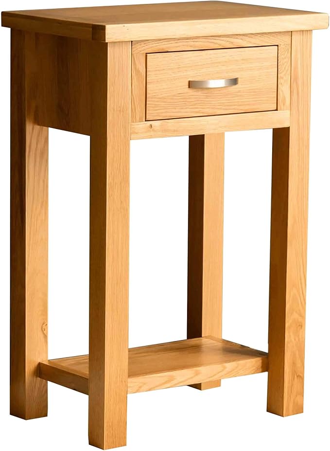 RoselandFurniture London Oak Telephone Table with Storage Drawer Light Contemporary Solid
