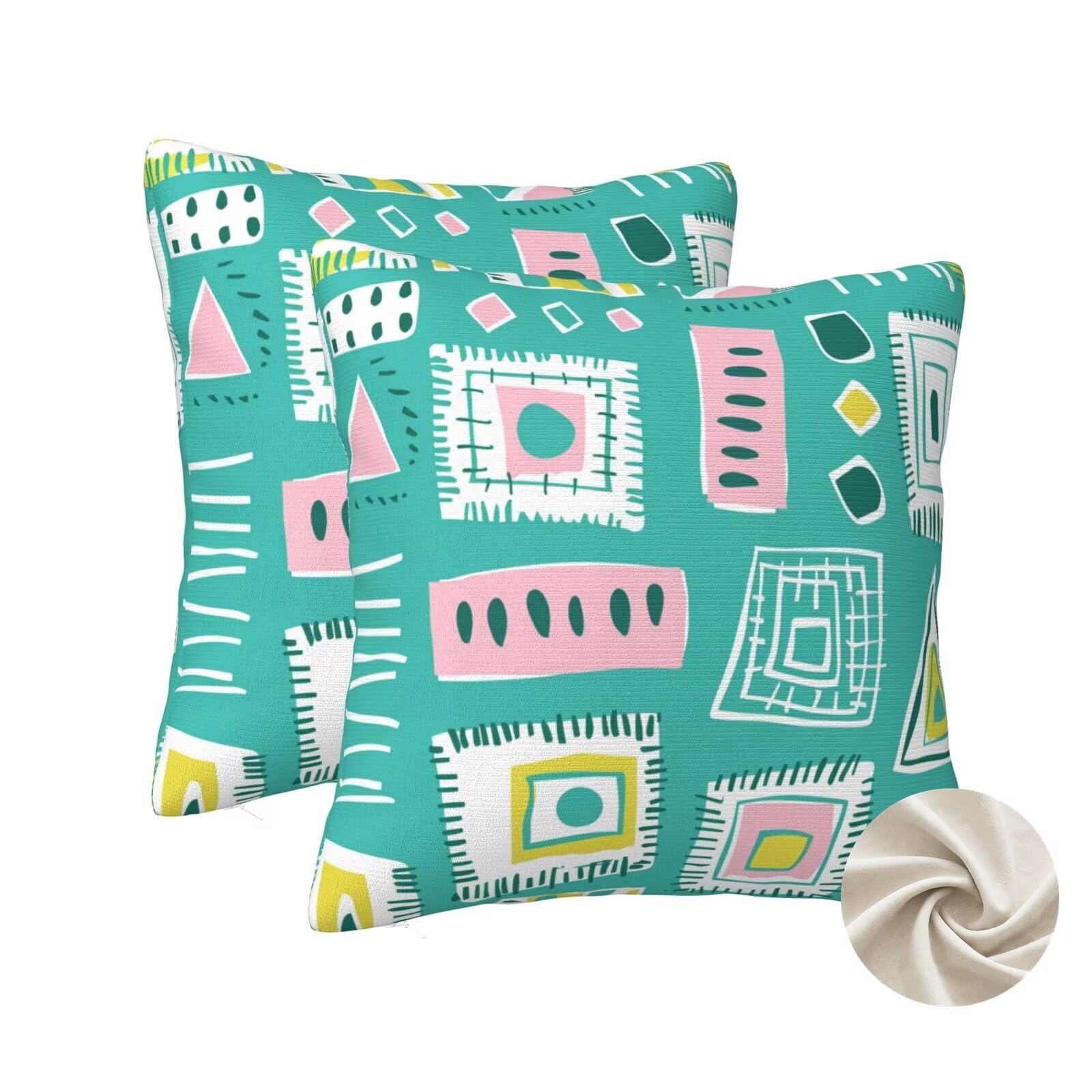 Housses de coussin 50x50 cm lot de 2 gris vert style dessin animé zt135