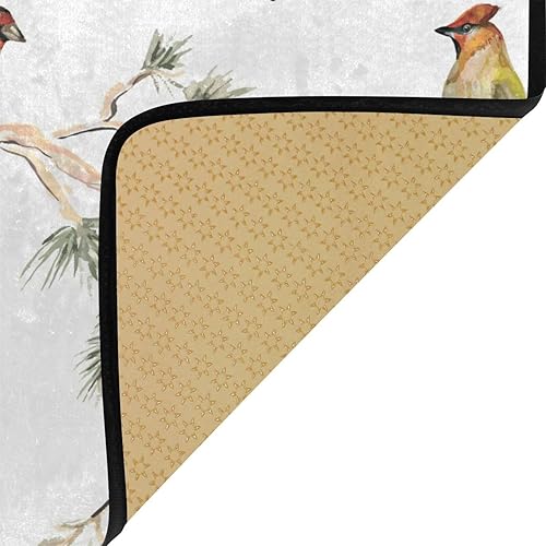 Vista 6 de Gredecor Alfombra de cocina de abeto de invierno, diseño de pájaros, antifatiga, Navidad, invierno, Navidad, decorativo, antideslizante, lavable