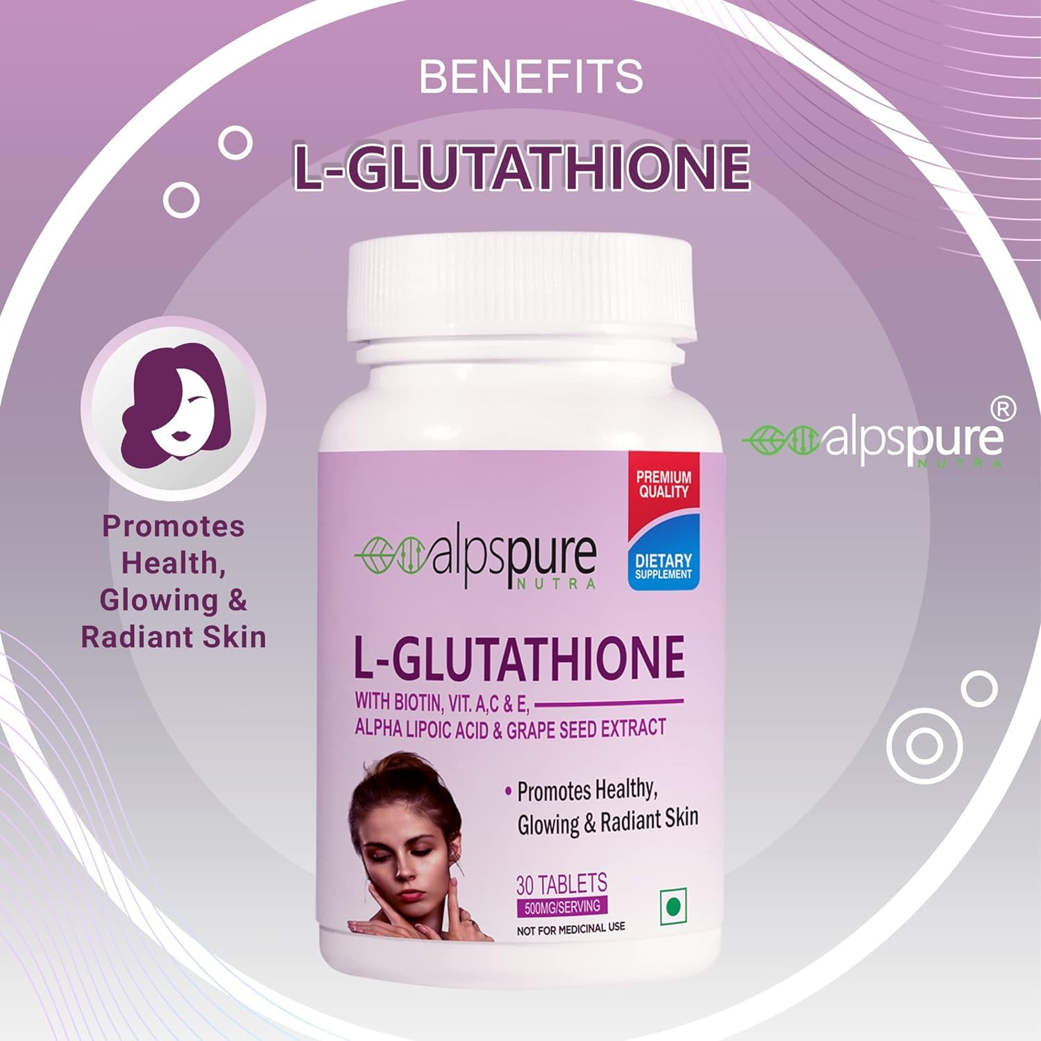 Amazon.com: Generic L-Glutathione Tablets with Biotin, Vitamin A.C, E,  Alpha Lipoic Acid & Grape Seed Extract (30 Tablets) for Healthy and  Youthful Glowing Skin for Men and Women Pack of-1 : Health