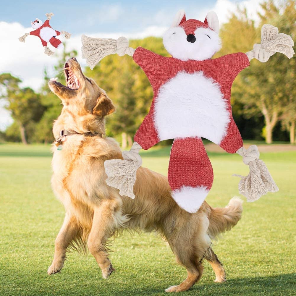 1 Pc Crinkle Dog Toy No Stuffing, Dog Squeaky Toys Puppy Flat Stuffingless Animals Plush Chew Toys with Tug Rope Knots for Small Medium PET (Color May Vary) 1