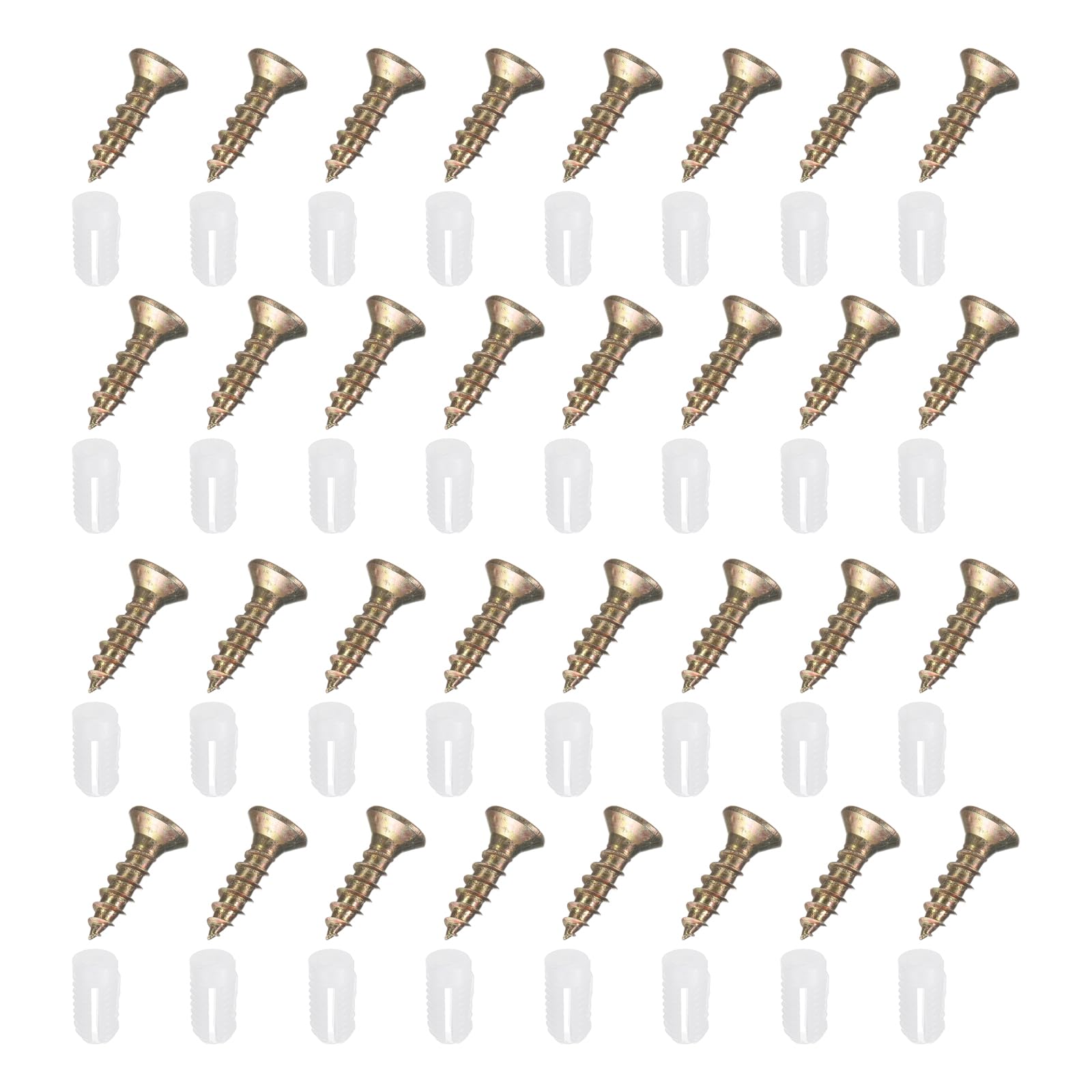 sourcing map 50Pcs 5.2x12mm Plastic Hinge Dowel Inserts with M4 Self-Tapping Screws for Furniture Cabinets Wardrobes Door, White
