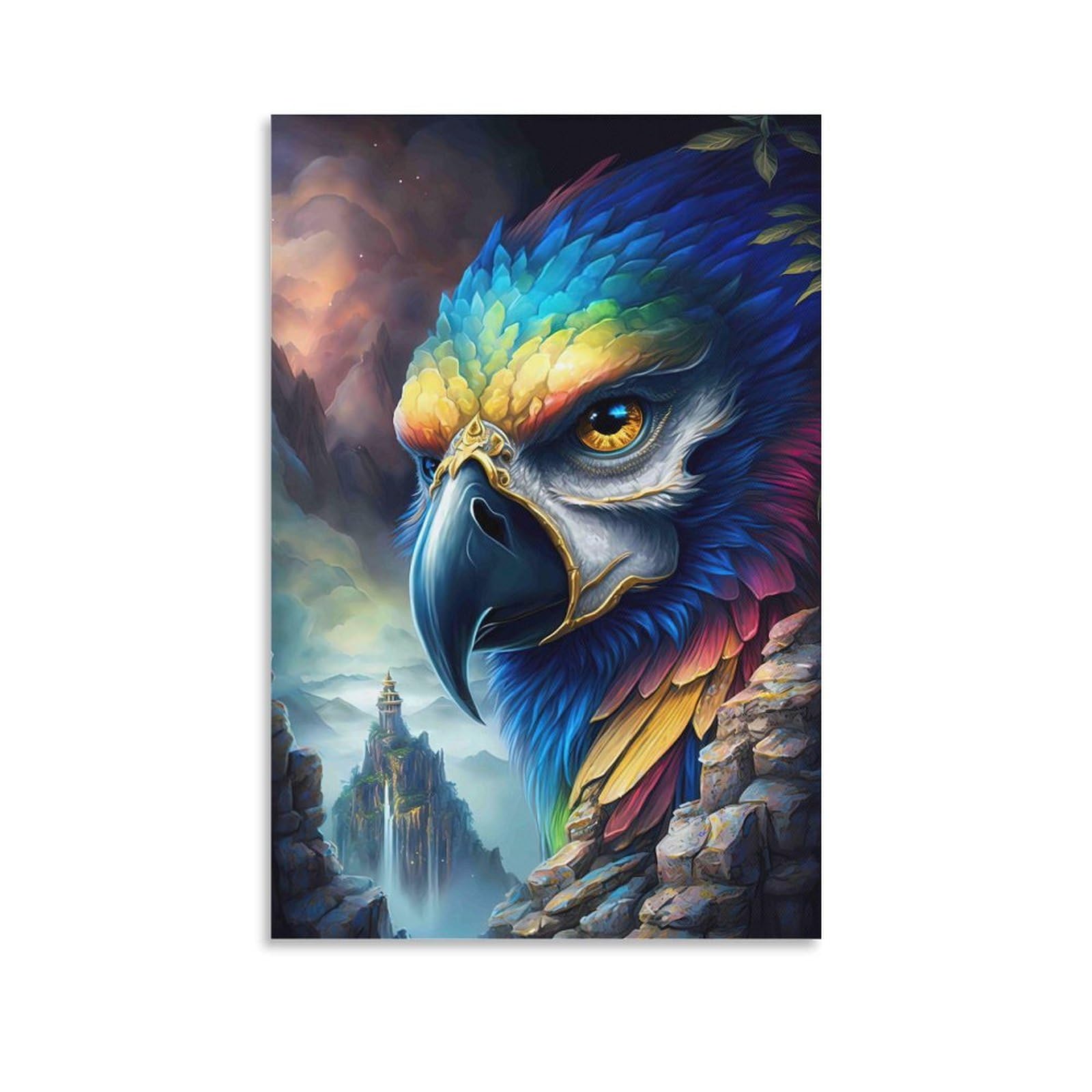 DHBANEIOK Fantasy Bird Portrait Poster Artwork Canvas Prints Picture Modern Wall Art Picture Wall Hanging for Living Room Home Decorations 12x18inch(30x45cm)