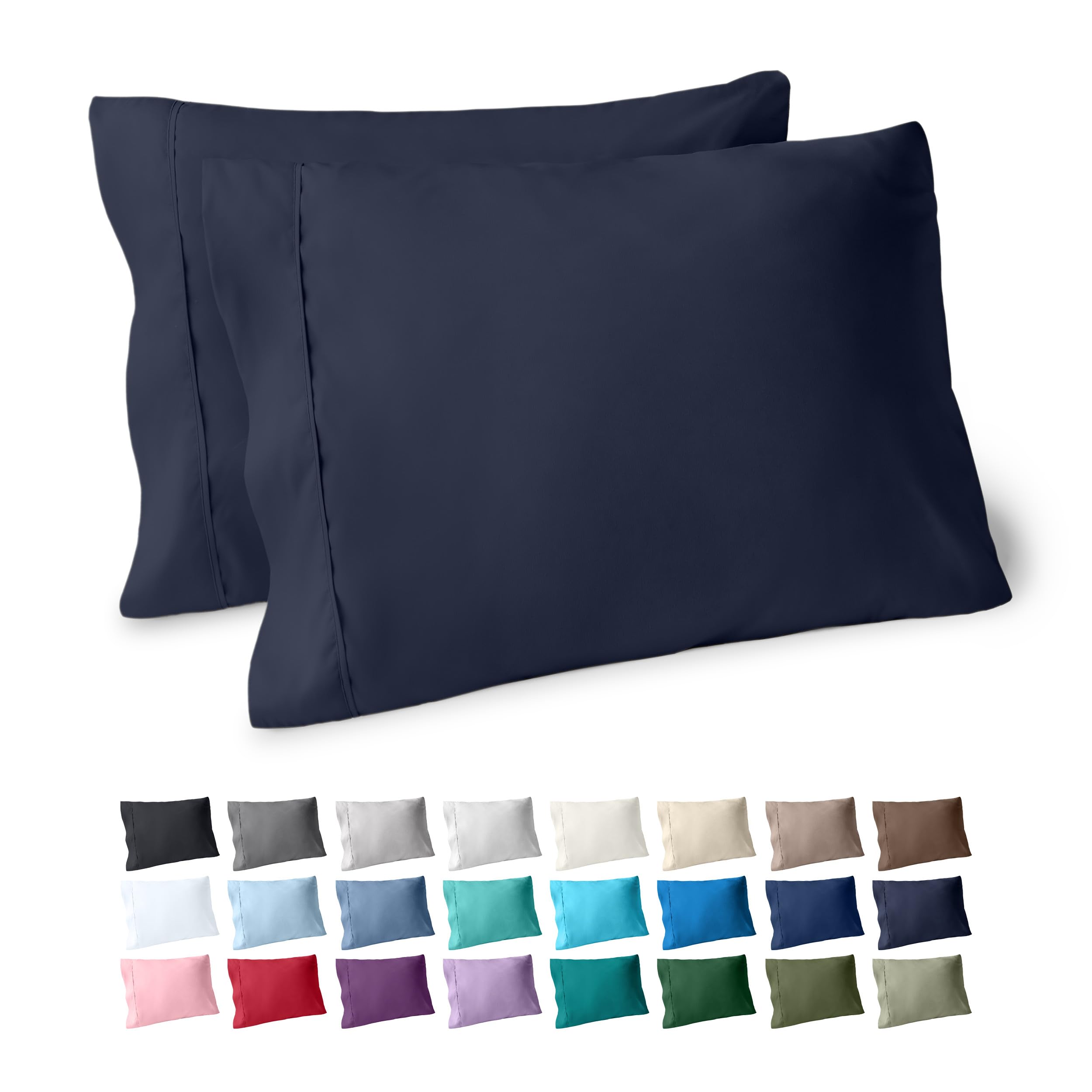 Bare Home Pillowcases Open End (Standard Set of 2, Midnight Blue)