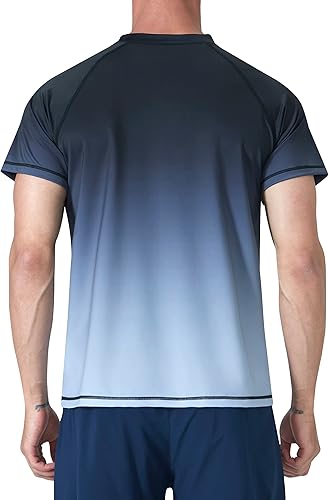 Miniatura 2 de Camisetas de natación para hombre, manga corta, protección solar UPF 50+, protección solar UV, secado rápido, natación, pesca, agua, playa, camisetas