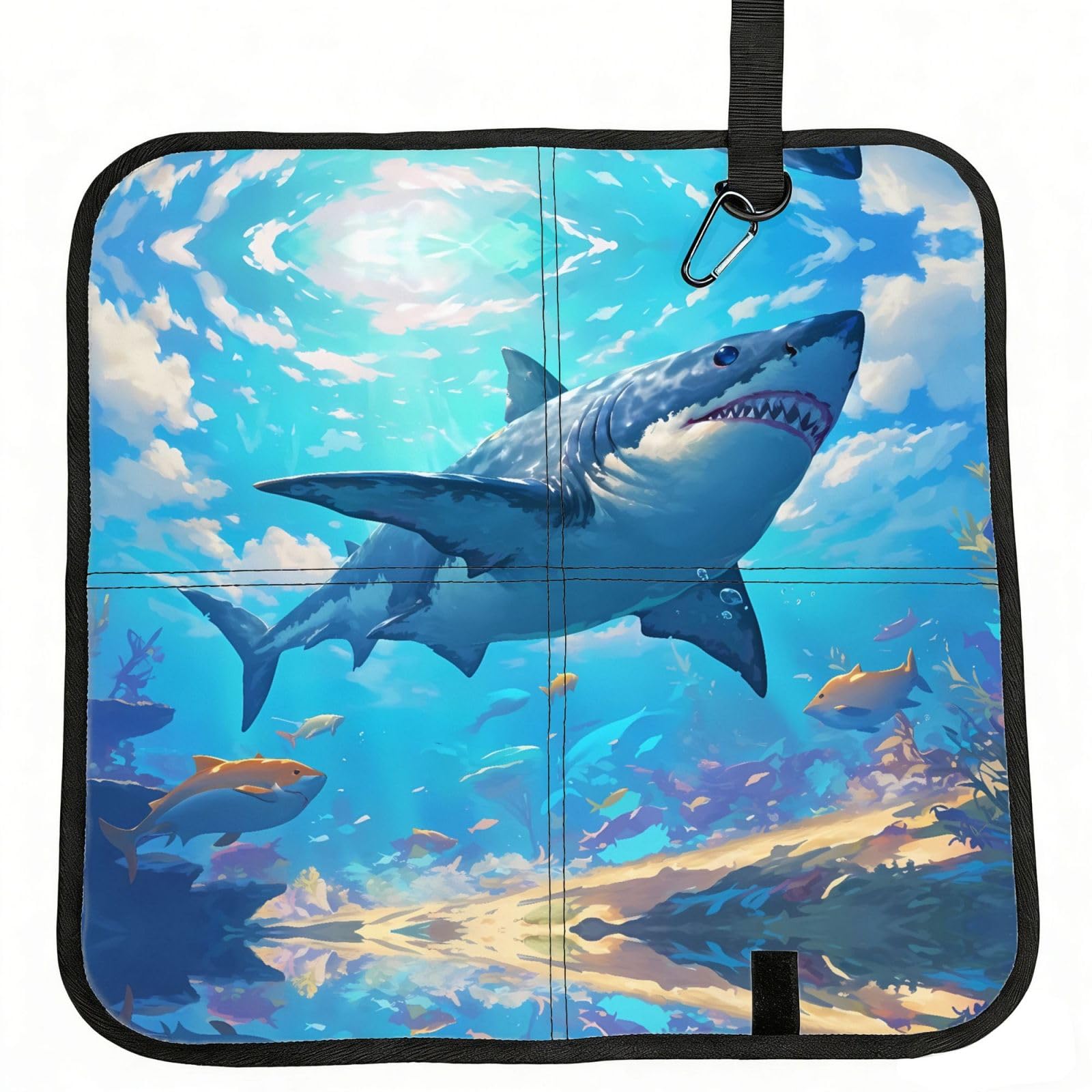 MROWYC Fish in the Sky Printed Foldable Seat Cushion - Portable with Carabiner, for Stadium, Camping, Hiking
