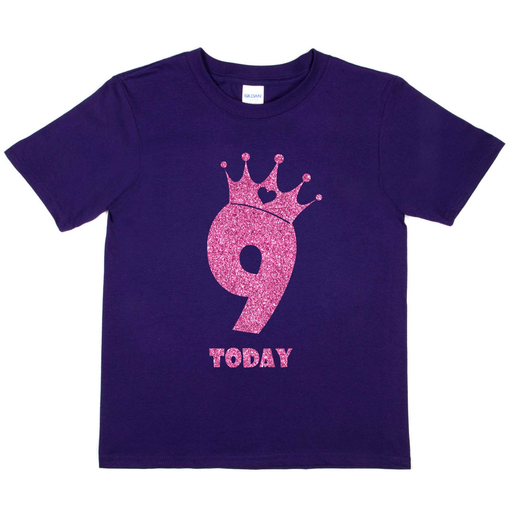 Print4u Girls Purple T-Shirt 9Th Birthday 9 Today Age Nine Age 9-11
