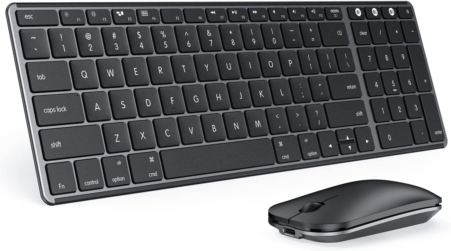- seenda Bluetooth Keyboard and Mouse Combo for Mac, SKM64-2 Rechargeable Slim Wireless Keyboard Mouse Compact, 3 Multi-Device Connection, Compatible for Mac, MacBook Pro/Air, iPad, Black Gray