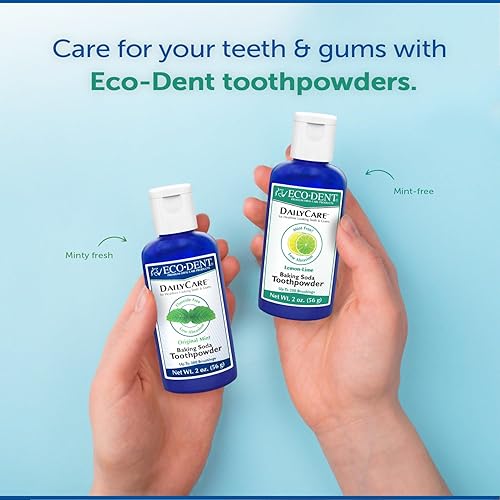 Miniatura 5 de Eco-Dent DailyCare - Polvo de dientes de bicarbonato de sodio, limón y lima, polvo de pasta de dientes sin SLS y flúor con minerales y aceites