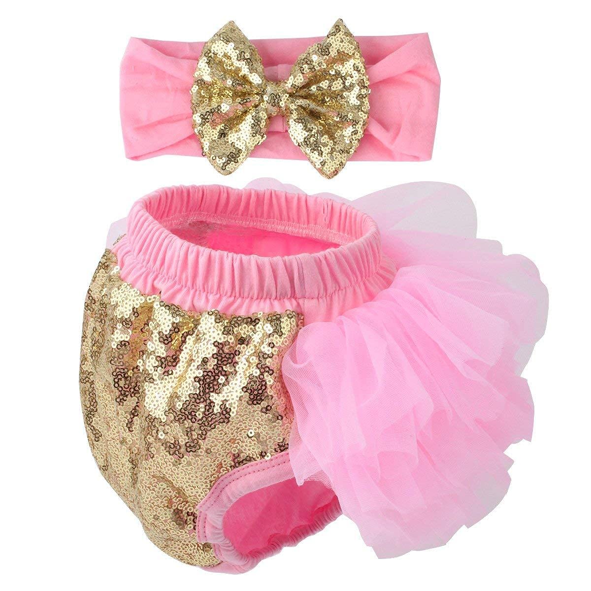 HIBA Baby Girl Diaper Cover Mini Panty with Hairband Pink 0-6 Months Pack of 2-image-46