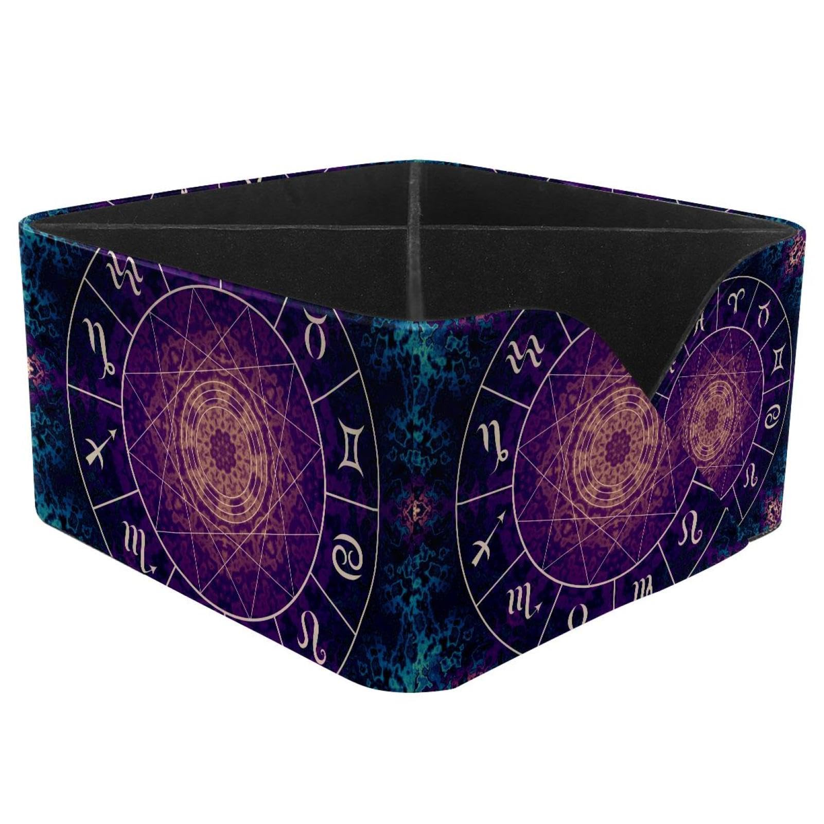 KengjuTesu Magic Zodiacs Sign Desktop Organizer Pen Holder, Rectangular Pencil Cup for Office, Study and Makeup Stations